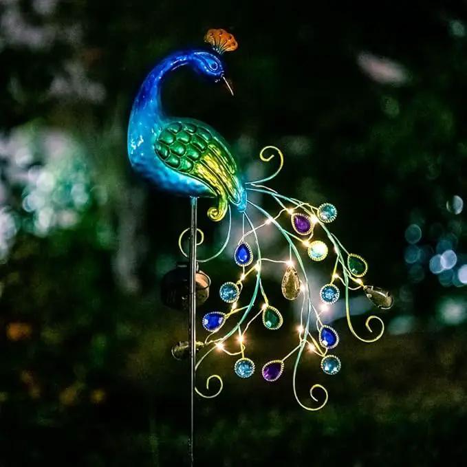 VEWOGARDEN Metal Peacock Solar Garden Lights Stakes - Waterproof Landscape Path Lights for Outdoor Patio Lawn Yard Decorations (38"*14"*2.5")Outdoor by GreenHaven Gardens