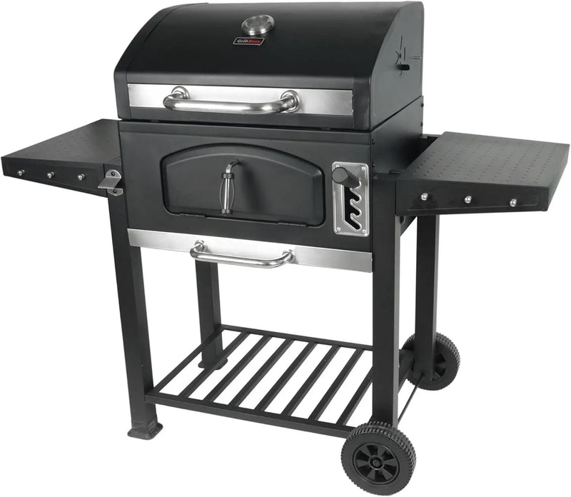 Grill Boss 24 Inch Charcoal BBQ Grill with Side Shelves, Built-In Thermometer, Black by GreenHaven Gardens