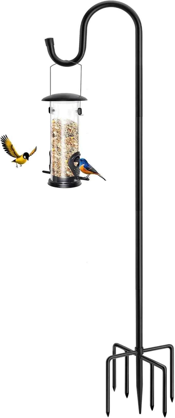 96" Shepherds Hooks for Outdoor with 7 Prongs Base, Heavy Duty Bird Feeder Pole for Hanging Lantern, Hummingbird Feeder, Shepherds Hook for Bird Feeders Outside,1 Pack by GreenHaven Gardens