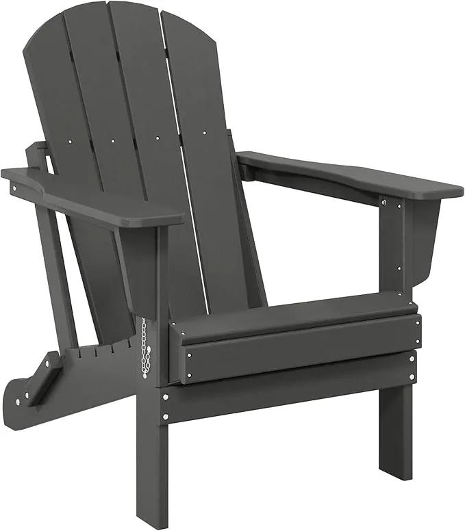 Westin Outdoors Laguna WO Home Outdoor Adirondack Folding Chair Lounger Seat Traditional Retro Home Furniture for Beach, Balcony, Backyard, Lawn, Patio, Pool, Deck, Garden (Gray) by GreenHaven Gardens