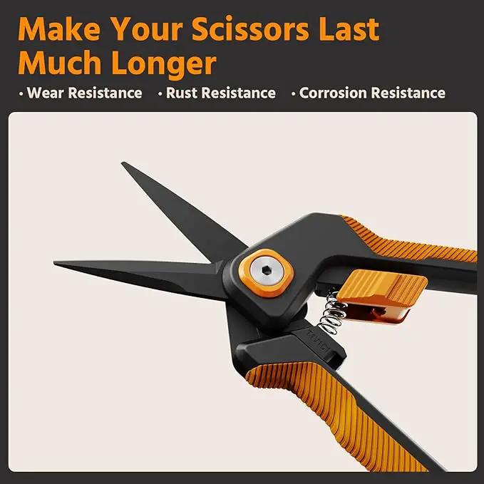 PrunePro Garden Scissors Pruning Shears Sharp Stainless Steel Non-Stick Teflon Coating Blade for Precise Cuts Garden Snip Bonsai Clippers for Plants Rose Flower Orange 1 Pack by GreenHaven Gardens