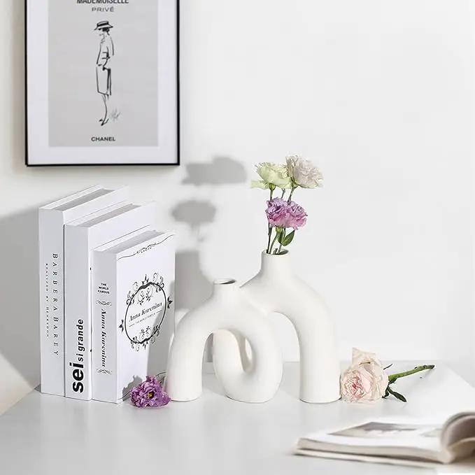 CEMABT Modern Nordic Boho Vase Set - Elegant White Matte Ceramic Home Decor for Living Room, Bookshelf, Mantel, Entryway Table & Console Décor | Shelf Decorations Gift by GreenHaven Gardens