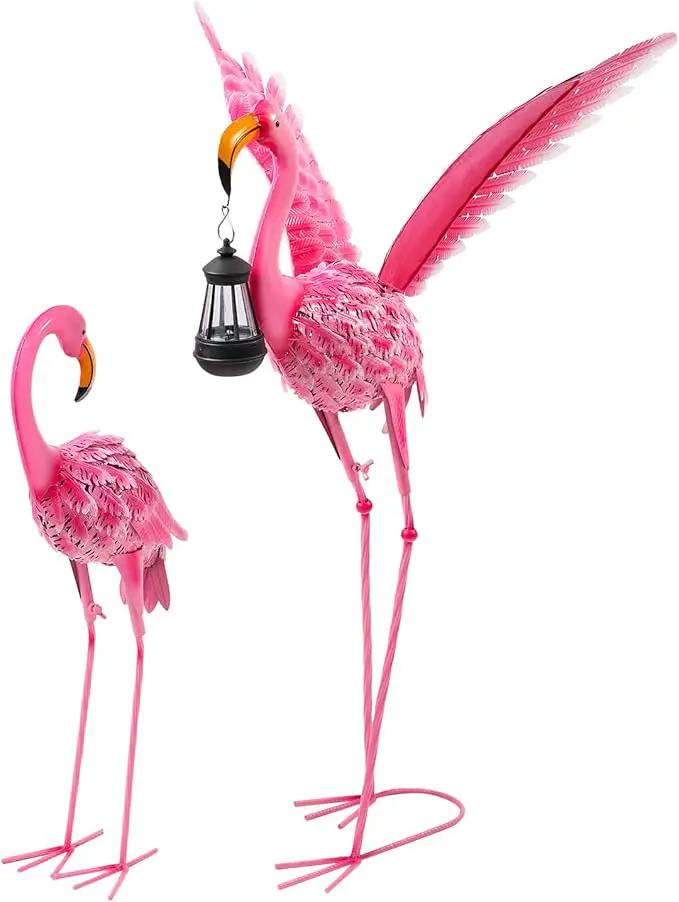 Garden Statues Flamingo Sculptures Metal Yard Art, Pink Bird Art Outdoor Backyard Decor Patio Lawn Porch Ornament Flamingo Yard Decoration (Sun and Moon) by GreenHaven Gardens