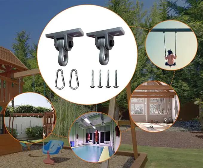 Heavy Duty Green Swing Hangers Screws Bolts Included Over 5000 lb Capacity Playground Porch Yoga Seat Trapeze Wooden Sets Indoor Outdoor (4 Pack) by GreenHaven Gardens