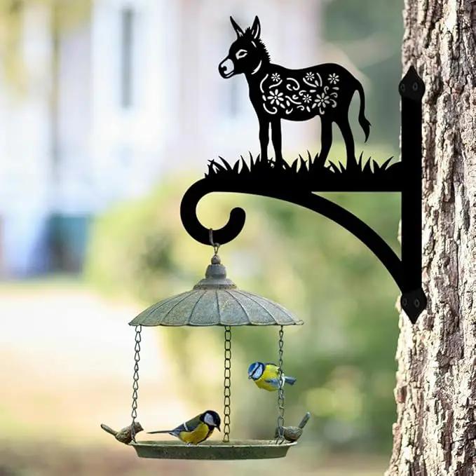 peacoblue Iron Plant Hangers Hooks for Outdoor Indoor Hanging Plants Flower Fern Pots Lantern Bird Feeder Wind Chime,12"x15.7" Weather Resistant Metal Wall Holder for Porch Garden Farmhouse(Donkey) by GreenHaven Gardens