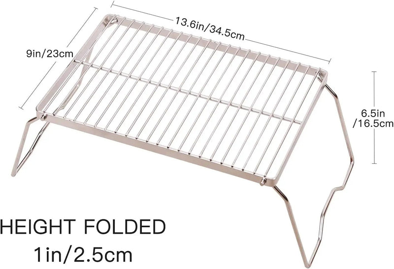 REDCAMP 13.6" Small Folding Campfire Grill, Heavy Duty Portable Camping Grill Grate with Carrying Bag for Outdoor Cooking Camping Hiking Backpacking Picnic BBQ by GreenHaven Gardens