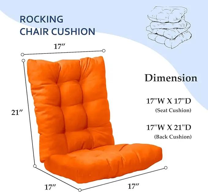 Patio Seat Cushions Set of 1, Indoor Outdoor Furniture Cushions, Tufted Rocking Chair Cushion Pad, Orange by GreenHaven Gardens