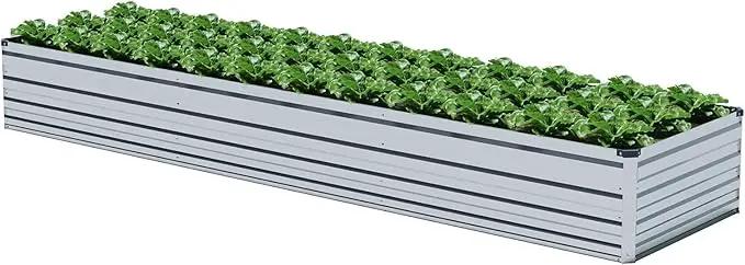 12x2x1.5FT Galvanized Raised Garden Beds Kit Large Outdoor Metal Gardening Planter Box for Vegetable Elevated Flower Herbs, Silver by GreenHaven Gardens