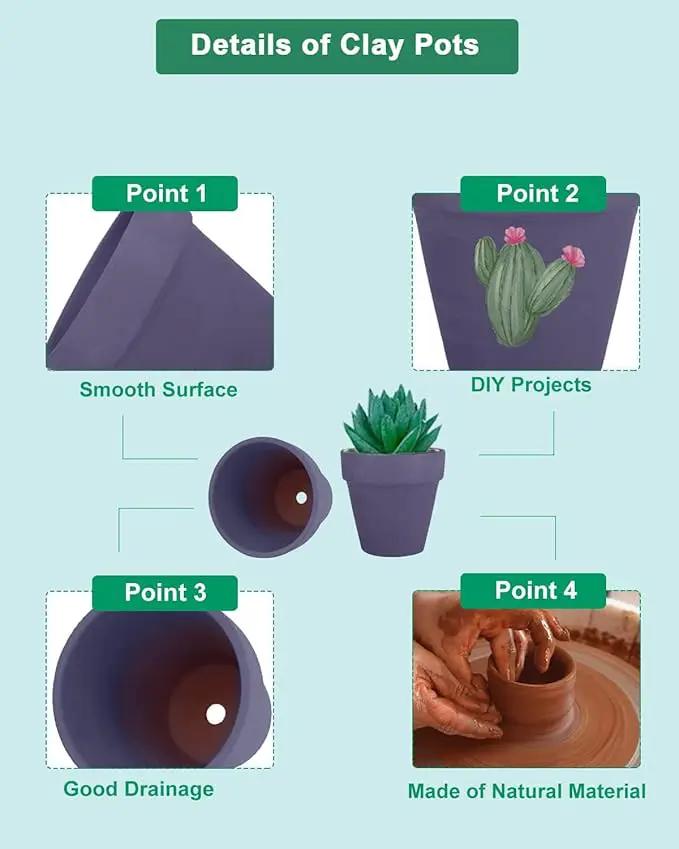 vensovo 48 Pcs 2" Tiny Terracotta & Terra Cotta Pots with Drainage - Purple Small Mini Clay Ceramic Pottery Planter Ideal for Indoor/Outdoor Plants, Crafts, Wedding Favors by GreenHaven Gardens