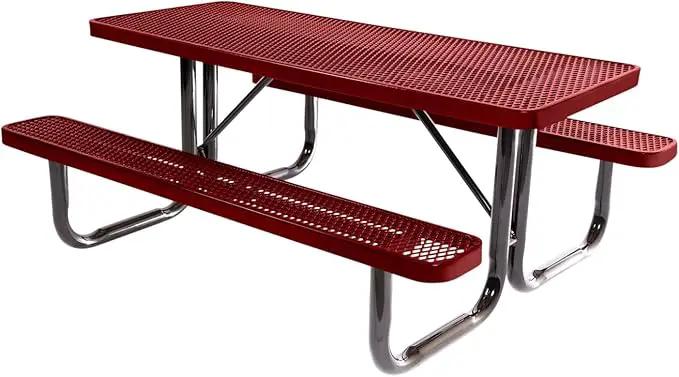 T6-TXTBUR Heavy Duty Rectangular Portable Picnic Table, 6 Ft, Textured Burgundy, Made in America by GreenHaven Gardens