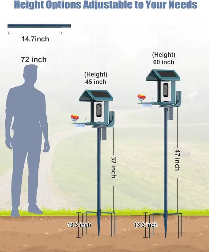 Bird Feeder Pole Stand – 60 Inch Height Feeding Station with 1-Inch Dia Heavy Duty for Hanging Feeders, Bird House Pole Mount Kit for Outdoor, Slip-Fit Connection，Blue by GreenHaven Gardens