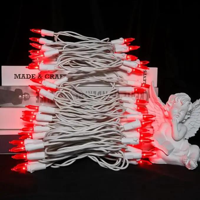 Red LED Christmas Lights - 100 Count Red Christmas String Lights for Tree, Party, Bedroom, Wedding, Indoor and Outdoor Valentines Day Decorations, 33 Feet White Wire, UL Certified, Connectable by GreenHaven Gardens