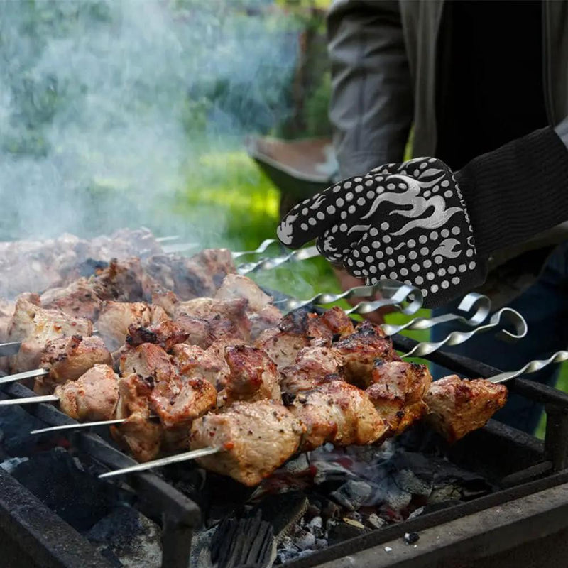 Comsmart BBQ Gloves, 1472 Degree F Heat Resistant Grilling Gloves Silicone Non-Slip Oven Gloves Long Kitchen Gloves for Barbecue, Cooking, Baking, Cutting(Gray) by GreenHaven Gardens