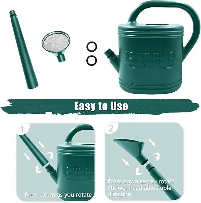 2 Gallon Watering Can, Outdoor Watering Can for Plants, Garden Water Can with Removable Long Spout and Stainless Steel Sprinkler Head, Large Water Can for Greenhouse (Dark Green, 2 Gallon) by GreenHaven Gardens