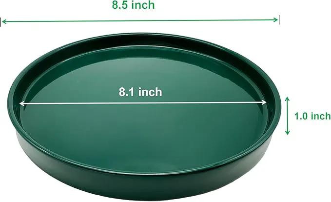 2 Pack Ceramic Plant Saucer Pot Tray 8 Inch, Planter Saucers 4 5 6 7 8 9 10 11 12 Inch for Indoors Outdoor, Durable Sturdy Flower Drainage Tray for Glazed Pots Base (8.5 Inch Green) by GreenHaven Gardens