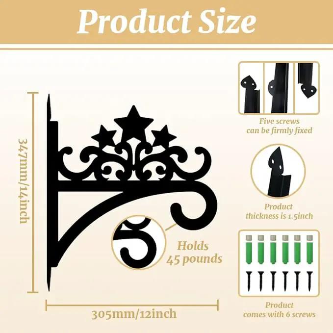 peacoblue Iron Plant Hanger Hook for Outdoor Indoor Hanging Plant Flower Fern Pot Lantern Bird Feeder,12"x14" Weather Resistant Metal Wall Holder for Porch Garden Farmhouse(Five-Pointed Star) by GreenHaven Gardens