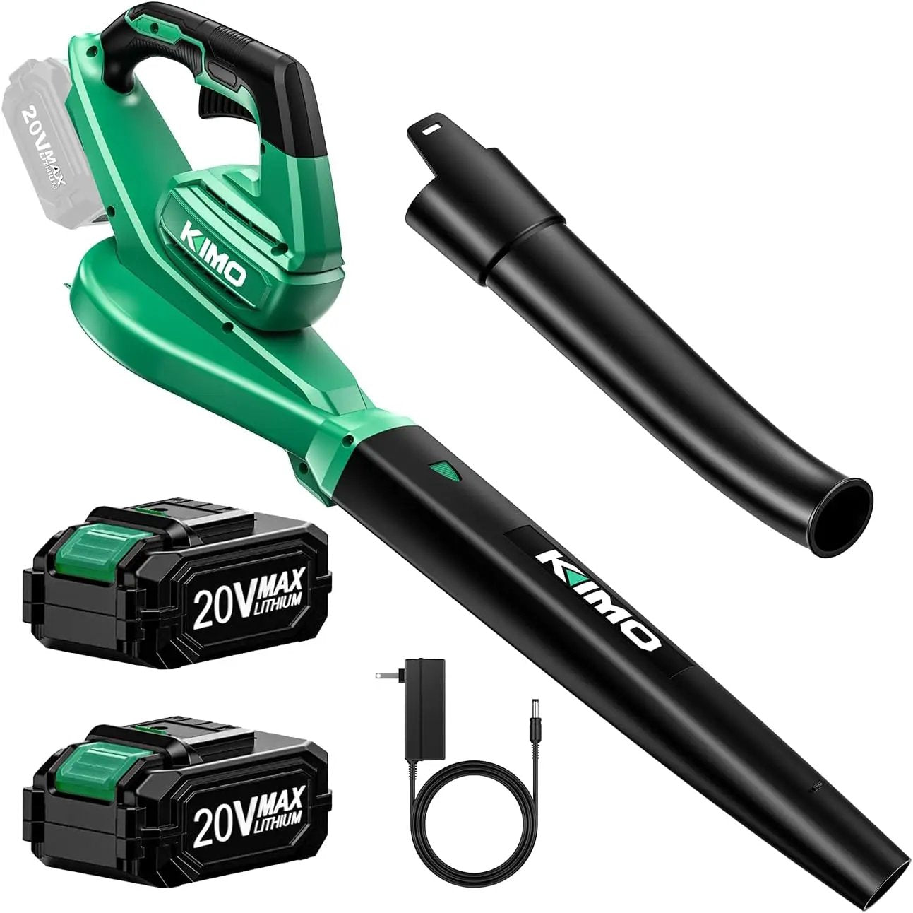 KIMO Leaf Blower Cordless with Battery and Charger, 2 Pack Batteries, Extension Tube, 20000 RPM Variable Speed, Lightweight Cordless Leaf Blower, Battery Operated Leaf Blowers for Lawn Care and Patio by GreenHaven Gardens