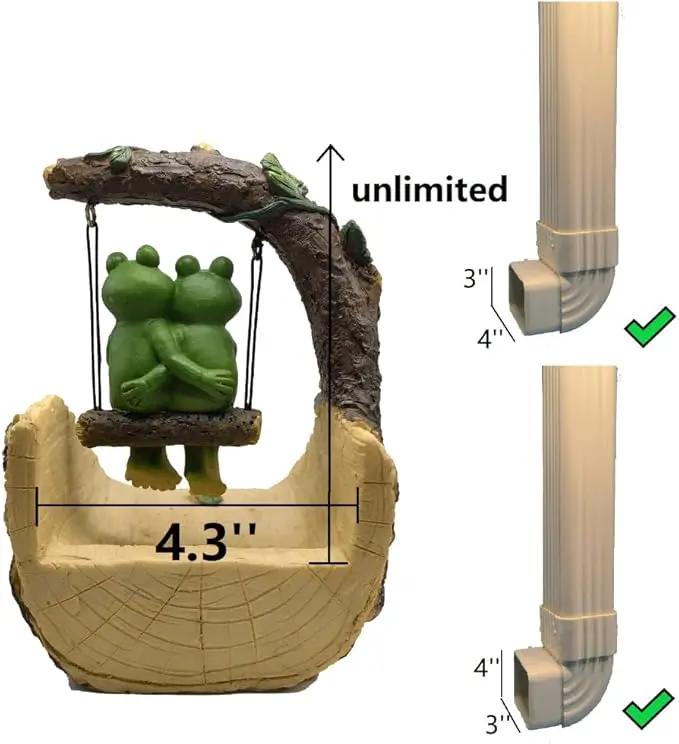 Frogs On The Swing Gutter Guardian Rain Downspout, Animals Outdoor Statue Gutter Downspout Extension Garden Decoration, Downspout Extender Diverter Splash Block for Courtyard and Patio by GreenHaven Gardens