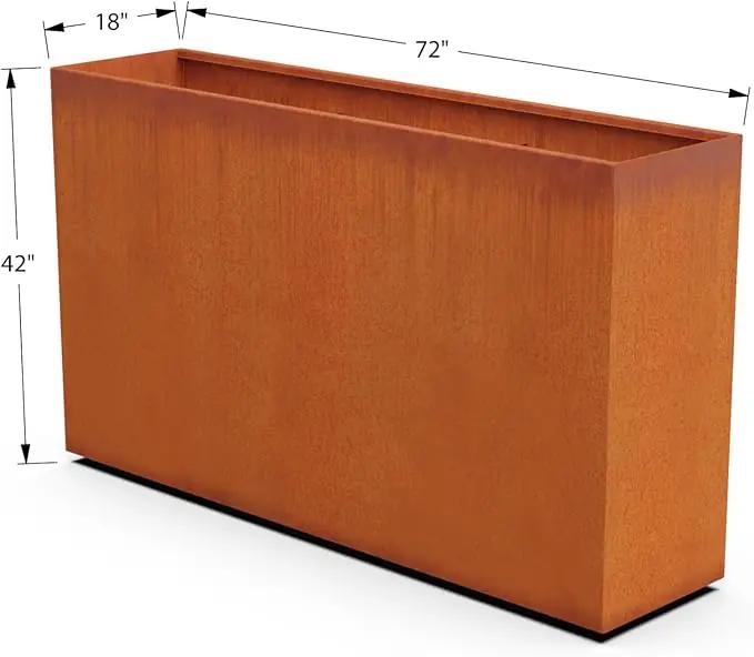 Corten Steel Planter Rectangle Outdoor Metal Garden Box Heavy Duty | Made in USA | Fully Assembled by GreenHaven Gardens