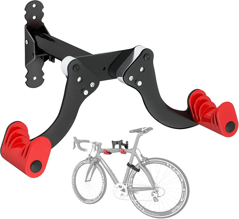 YORKING Bike Wall Mount, Horizontal Wall Mount Hanger Holds Up to 55Lbs Bike Indoor Storage Rack Hook with 5 Adjustable Levels, Extends to Fit 32.6" Handlebars for 1 Bicycle in Home Garage – Red by GreenHaven Gardens