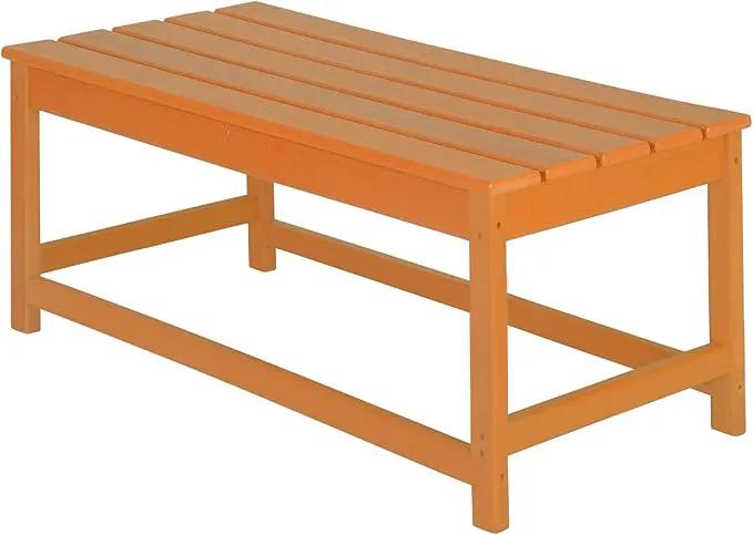WO Home Furniture Adirondack Chairs Table Set of 3 PCS Outdoor Folding Chairs Coffee Table Weather/UV Resistant for Lawn, Garden, Bon Fire, Balcony (Orange) by GreenHaven Gardens