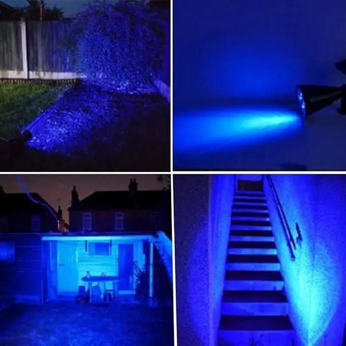 T-SUNUS Solar Landscape Spotlights IP65 Waterproof Blue Lights Outside Auto On/Off Yard Lighting 2 Modes for Halloween Christmas Outdoor Tree Driveway Garden Flag Pond Pool Statue Backyard 4-Pack by GreenHaven Gardens