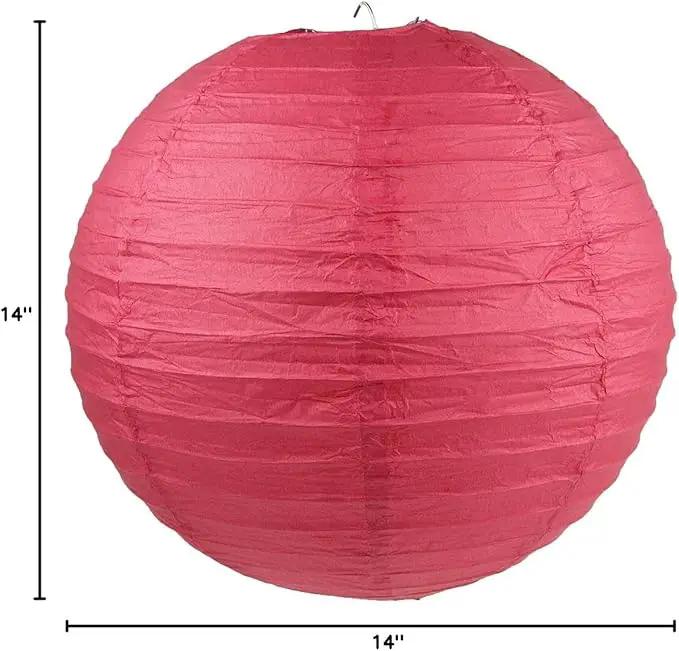 WYZworks Round Paper Lanterns 10 Pack (Red, 14") - Hanging Paper Lanterns Lamp for Wedding, Birthday, Party and Home Decorations with 8", 10", 12", 16" Option by GreenHaven Gardens