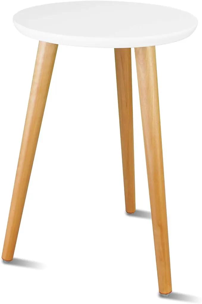 Uneedem Wood Mid Century Plant Stand for Indoor Plants, Modern Table, Tall Holder for Flower Pots, Small Round Side/End Table(A2 White, High: 16.5") by GreenHaven Gardens