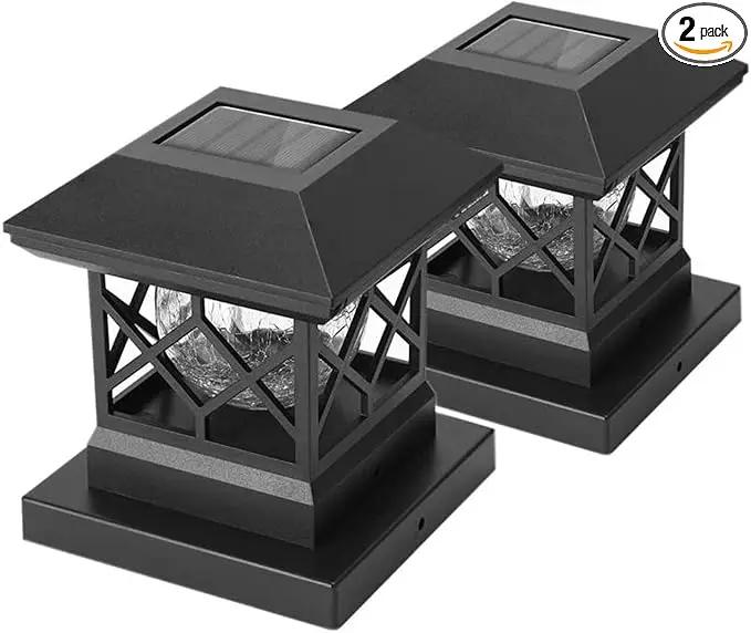TWINSLUXES Solar Cap Lights Outdoor - Waterproof LED Fence Solar Lights for 3.5x3.5/4x4/5x5 Wood Posts in Patio, Deck or Garden Decoration 2 Pack by GreenHaven Gardens