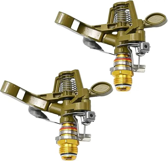 1/2 Inch Brass Impact Sprinkler with Nozzles Adjustable 0-360 Degree Coverage Pattern Heavy Duty Lawn Sprinkler Head for Yard Lawn Grass Patio Garden Irrigation (2Pcs) by GreenHaven Gardens