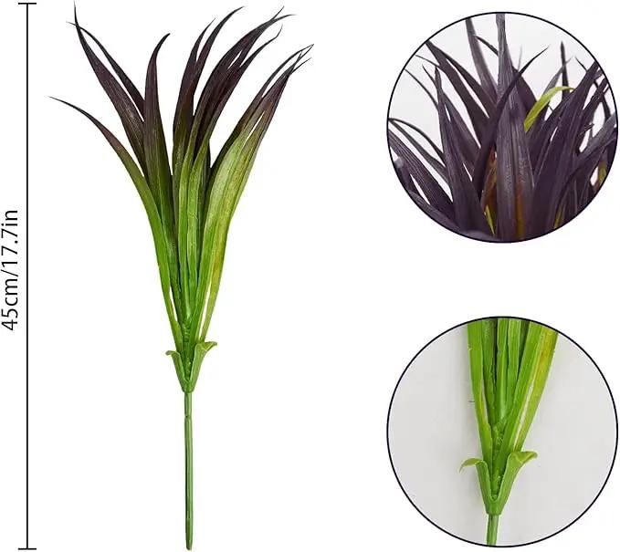 32 Pcs Artificial Grass Fake Grass Plants 17.3in Outdoor Plants UV Resistant Faux Greenery Stems for Home Window Garden Office Patio Pathway Front Porch Halloween Décor Light Green & Purple by GreenHaven Gardens
