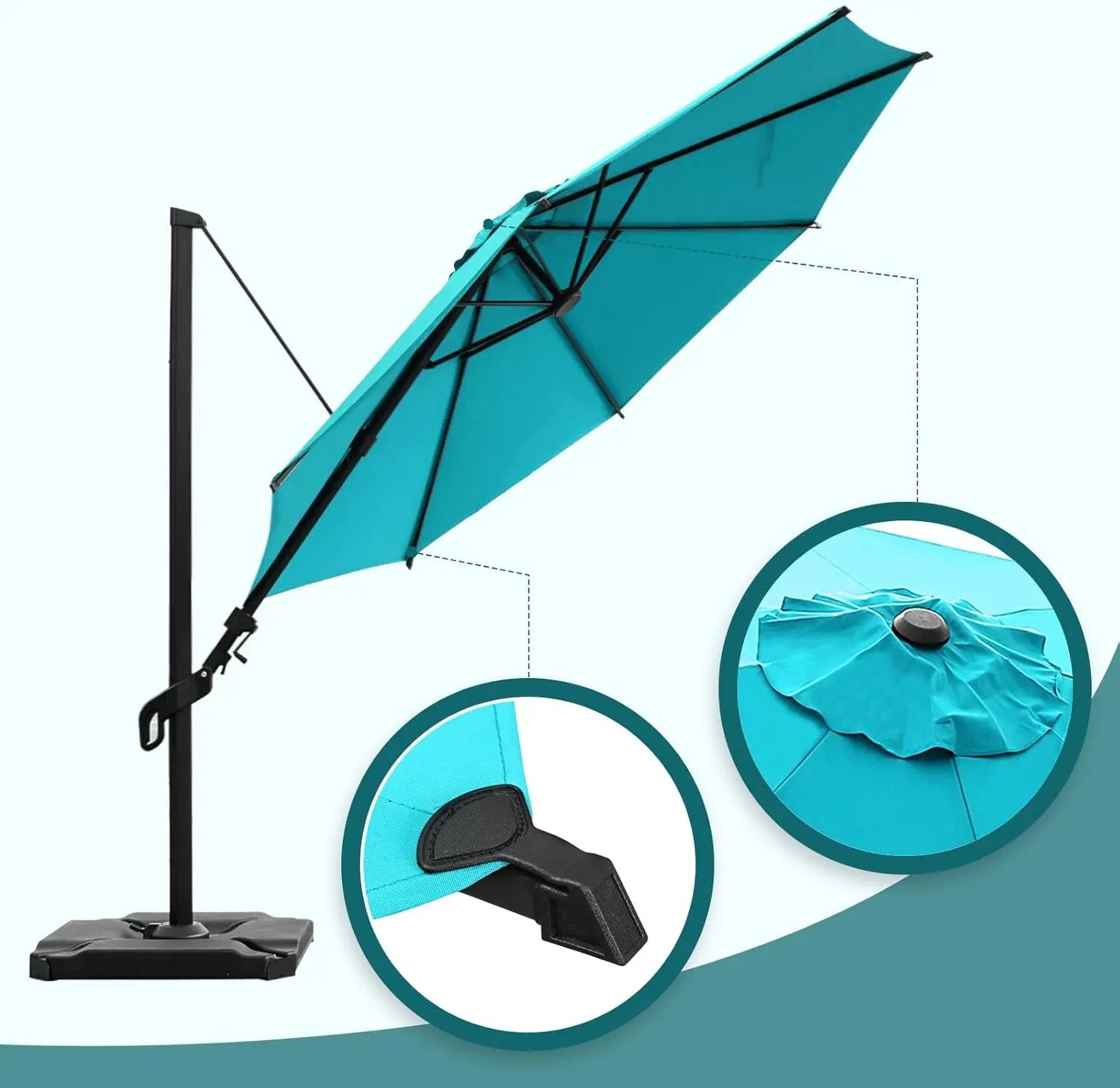 Abba Patio 10FT Vienna Offset Patio Umbrella Outdoor Cantilever Umbrella with 360° Rotation Design and Easy Tilt Adjustment UV 50+ Protection 8 Ribs for Backyard Garden Deck Pool Patio, Light Blue by GreenHaven Gardens