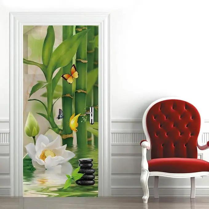 3D Door Stickers Murals Peel and Stick - Bamboo - Door Wallpaper Self-Adhesive Door Decals Removable PVC Waterproof Door Poster for Bedroom Living Room Door 33.9" x 78.7" by GreenHaven Gardens