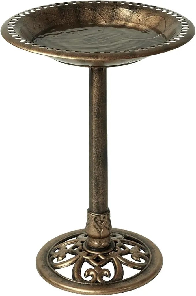 Backyard Expressions Outdoor Garden Bird Bath - Bronze - Weather Resistant Polyresin - 27 Inch by GreenHaven Gardens