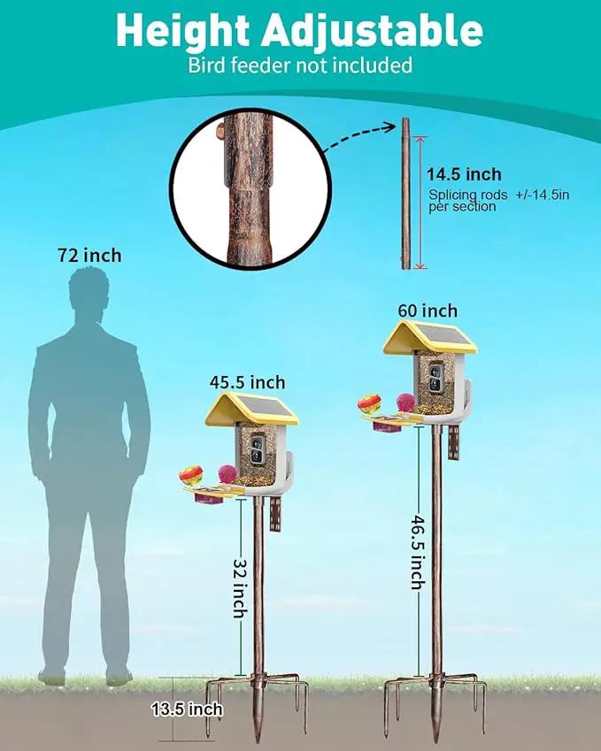 Bird Feeder Pole – 60 Inch Height Bird House Pole with 1-Inch Dia Heavy Duty for Birdfeeders, Feeding Stand with Mount Kit for Outdoor, Slip-Fit Connection, Copper Brushed by GreenHaven Gardens