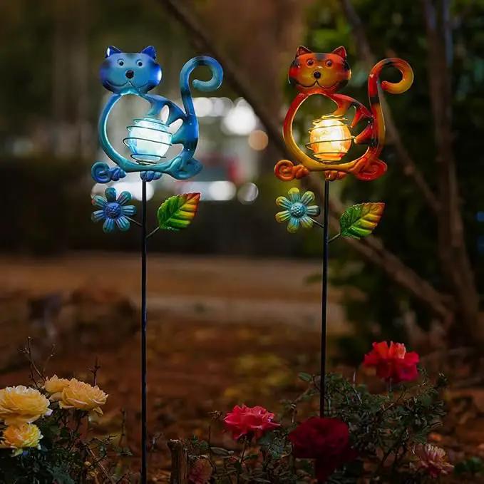 Solar Garden Lights Outdoor Decor,26.4''H Cat Figurine Light,Waterproof Decorative Garden Stakes for Lawn Patio Pathway, Solar Lights for Outside for Mom,Women,Cat Lovers by GreenHaven Gardens