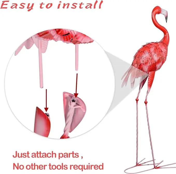 3Pcs Metal Flamingo Statues, Hot Pink Flamingo Outdoor Decor for Garden Home Patio Lawn Backyard Ornaments by GreenHaven Gardens