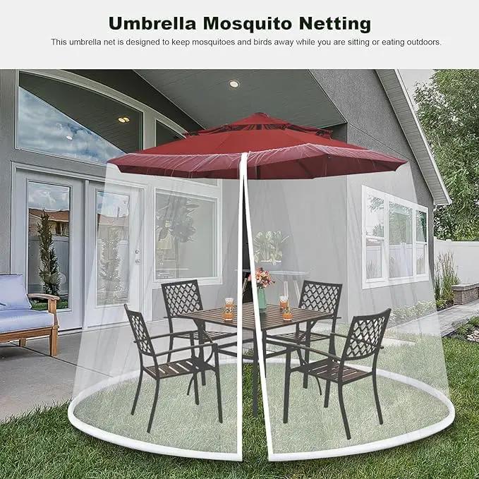 9-11 FT Umbrella Net for Outdoor Umbrella, Universal Hanging Mosquito Net for Patio,Polyester Mesh Umbrella Screen for Patio Tables with Zipper(White) by GreenHaven Gardens