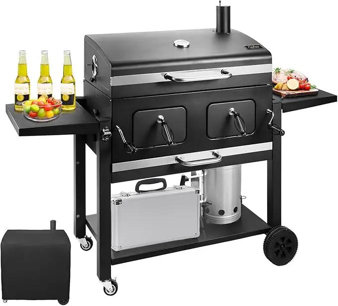 Kenadne Charcoal Grill Outdoor BBQ Grill, Extra Large Cooking Area 794 Square Inches with Two Individual & Adjustable Charcoal Tray, Foldable Side Tables for Outdoor Cooking grill Backyard by GreenHaven Gardens