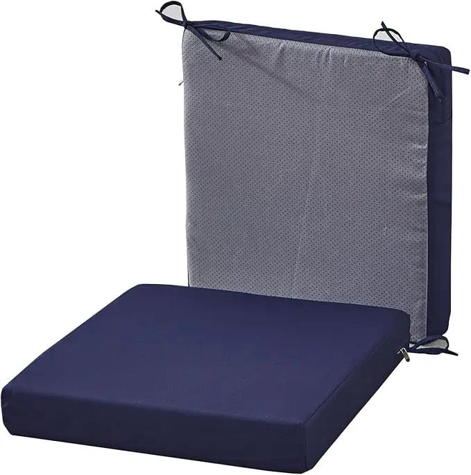20 x 18 Inch Outdoor Chair Cushions for Patio Furniture UV Resistant Non Slip Waterproof Replacement Patio Seat Cushion with Ties Set of 2, Navy Blue by GreenHaven Gardens