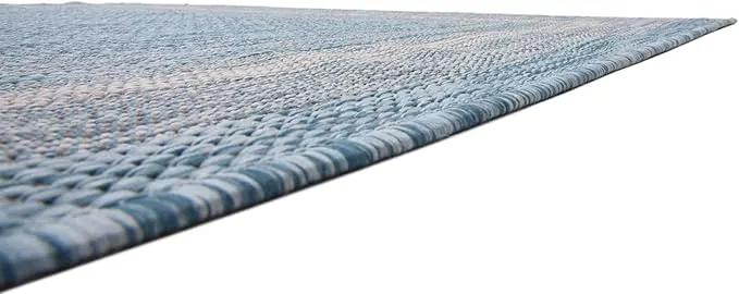 Unique Loom Outdoor Border Collection Area Rug - Soft Border (5' 1" x 8' Rectangle, Aquamarine/ Ivory) by GreenHaven Gardens