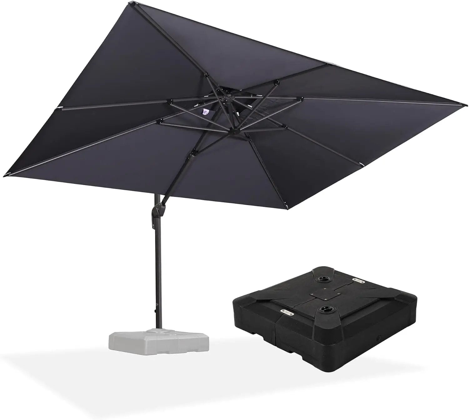 PURPLE LEAF 9' X 12' Patio Umbrella with Base Outdoor Rectangle Umbrella Large Cantilever Umbrella Heavy Duty Outdoor Market Umbrella for Garden Deck Backyard Pool Grey by GreenHaven Gardens