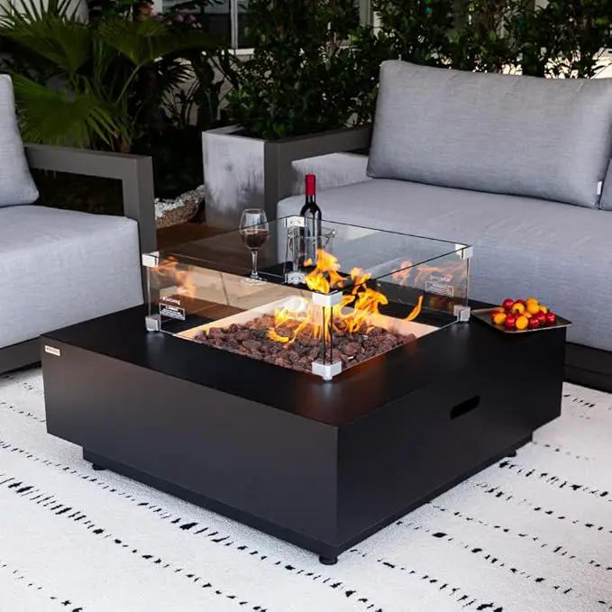 Ashton 36” Propane Fire Pit Smokeless Firepit Converts to Outdoor Gas Fire Pit for Outside Patio Firepit Table Includes Windscreen Rain & Tank Cover Lava Rocks Lid CSA Certified by GreenHaven Gardens