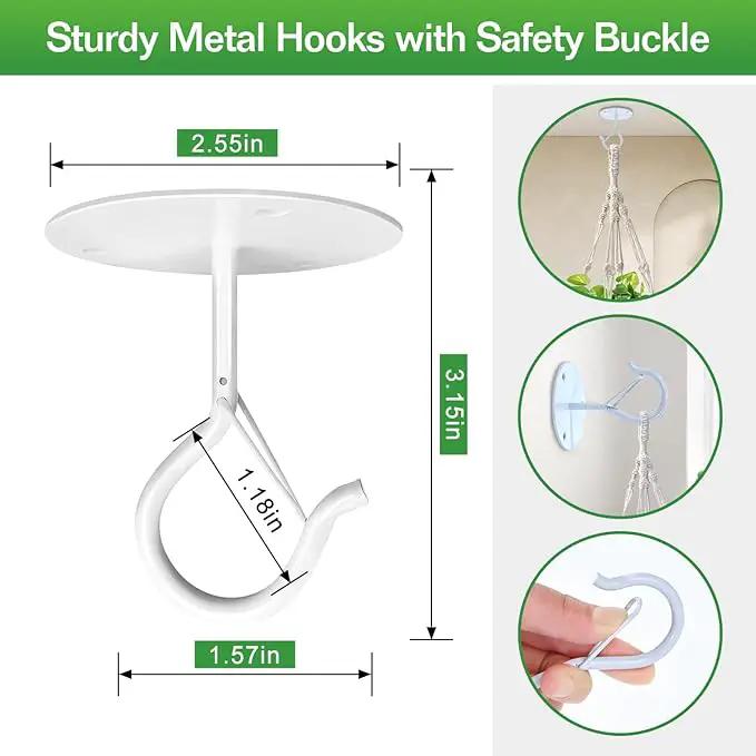 2 Pack Self Watering Hanging Planters Indoor Flower Pots, 6.5 Inch Hanging Pot Macrame Hanging Plant Holders with 2 Hooks Drainage Holes for Garden Home by GreenHaven Gardens