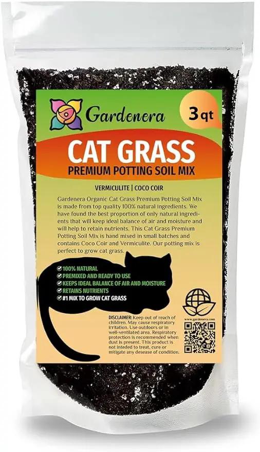 Cat Grass Potting Mix - Nurture Your Cat's Well-Being with This Specially Formulated Blend - 3 QUARTS by GreenHaven Gardens