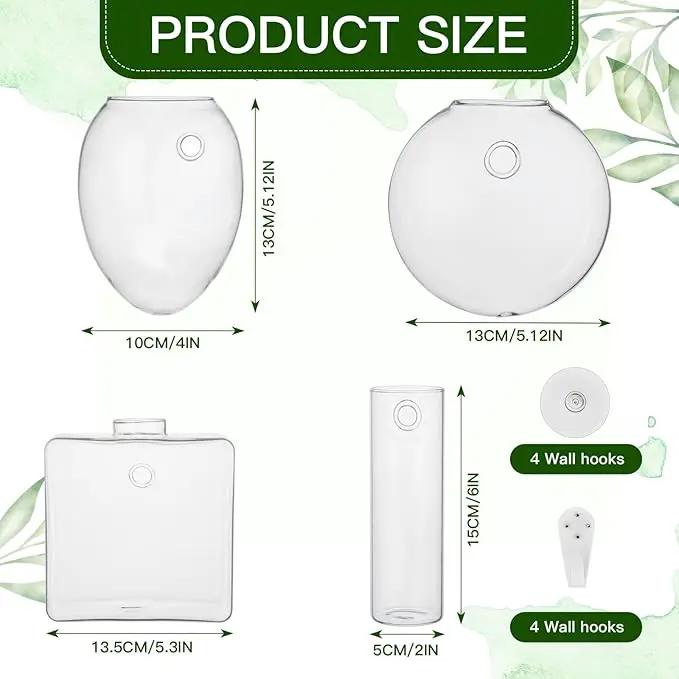 Baderke 4 Pcs Wall Hanging Planter Wall Window Propagation Station Hanging Planter Glass Terrarium Container Plant Propagation Station Vase for Garden Office Decor(Geometric) by GreenHaven Gardens
