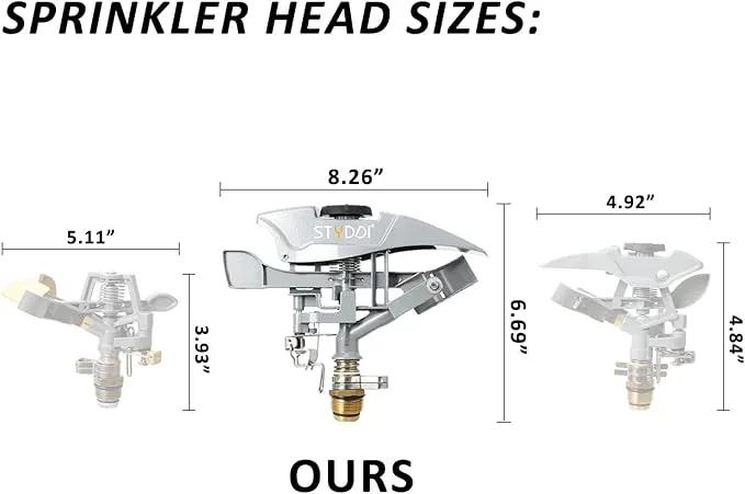 STYDDI Professional Heavy Duty Pulsating Sprinkler on Metal 3-Pronged Step Spike, Metal Pro Adjustable Circular Sprinkler for Large to Extra Large Yard, Areas, Lawn, Coverage up to 8500 Sq.FT by GreenHaven Gardens