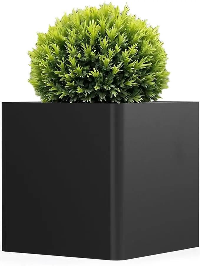 Large Metal Square Planter 24" L x 24" W x 24" H, Heavy Duty Black Large Outdoor Planters with Drainage Hole for Porch/Patio/Garden by GreenHaven Gardens