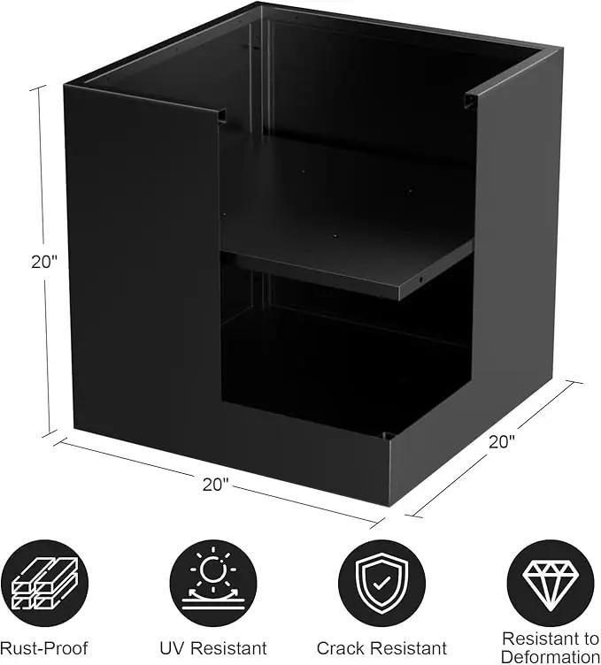 Tall Metal Cube Planter for Outdoor Plants 20" L x 20" W x 20" H, Heavy Duty Steel Rectangular Planter Box with Removable Insert Shelf, Modern Décor for Outside, Indoor, Garden (Black) by GreenHaven Gardens