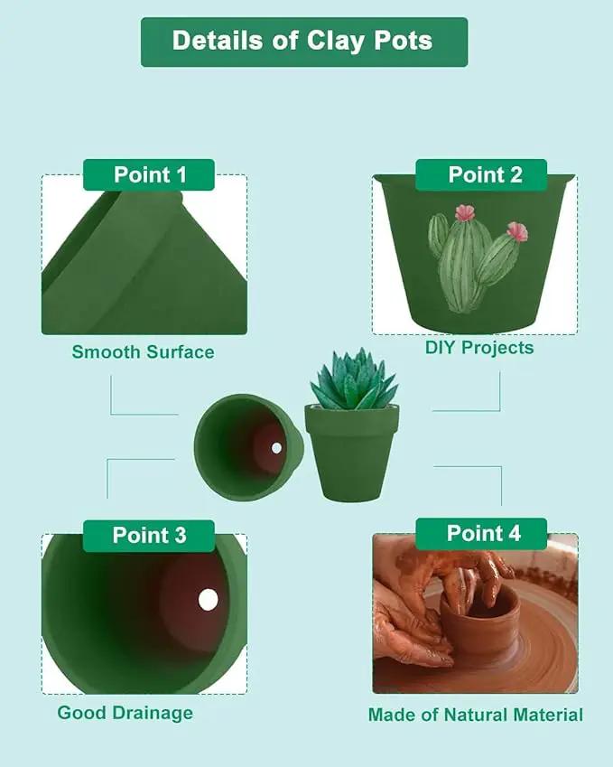vensovo 48 Pcs 2" Tiny Terracotta & Terra Cotta Pots with Drainage - Green Small Mini Clay Ceramic Pottery Planter Ideal for Indoor/Outdoor Plants, Crafts, Wedding Favors by GreenHaven Gardens